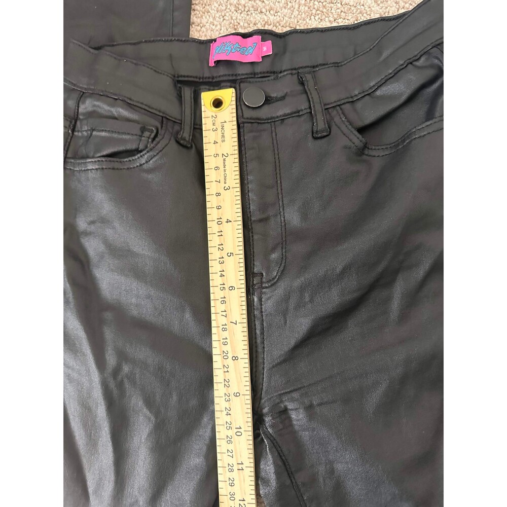 Edikted Black Faux Leather Stretch Flare Pants High Waisted Coated Medium - Picture 7 of 9